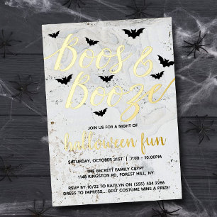 Echte Boos & Booze Halloween-Party Folieneinladung