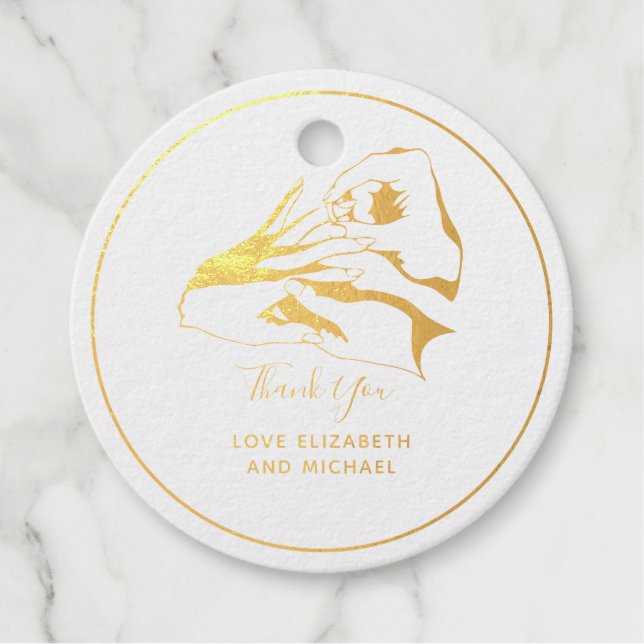 Echte FOIL Hochzeit Vielen Dank für Ihr Interesse  Geschenkanhänger (Vorderseite)