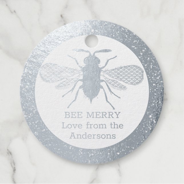 Echte Foil Honey Bee Frohe Weihnachtsgeschenke Fav Geschenkanhänger (Vorderseite)