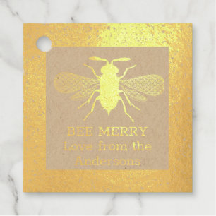 Echte Foil Honey Bee Frohe Weihnachtsgeschenke Fav Geschenkanhänger
