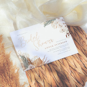 Echte Folie Boho-Orchidee & Pampas-Junggesellinn Folieneinladung