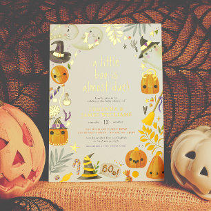 Echte Folie Ein Kleiner Boo Geist Halloween Baby S Folieneinladung