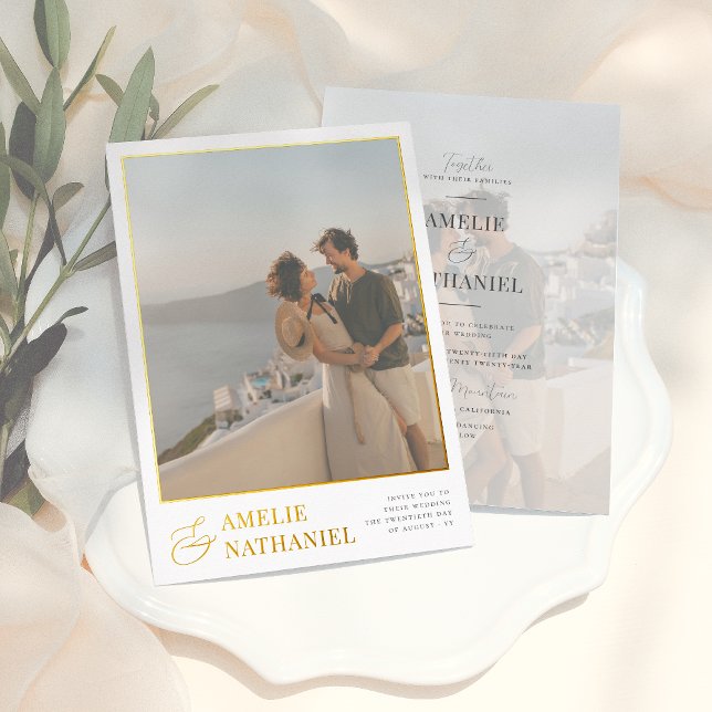 Echte Folie | Elegante 2 Verlobungen Fotos Hochzei Folieneinladung (Von Creator hochgeladen)