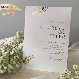 Echte Folie Elegante und schlichte Typografie Hoch Folieneinladung