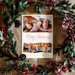 Echte Folie | Frohe Weihnachten Moderne Schrift 4  Folien Feiertagskarte<br><div class="desc">Fügen Sie Ihren Weihnachtskarten Glanz mit echter Goldfolie, Silber oder Rose! Dieser klassische und zeitlose Metallic-Stil wird Ihre Karten um ein weiteres Level erweitern. Senden Sie mit diesen modernen Fotokarten die Grüße der schönen Jahreszeit an Familie und Freunde! 4 Ihrer bevorzugten Fotos in einem einfachen Foliensortierung. Ein rechteckiges Foto wird...</div>