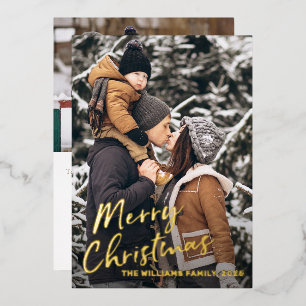 Echte Folie Goldschrift Weihnachts Foto Feiertagsk Folieneinladung