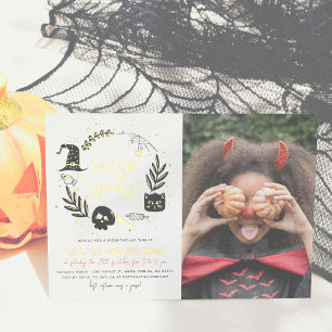 Echte Folie Lass uns Gruselig Halloween Foto Gebur Folieneinladung
