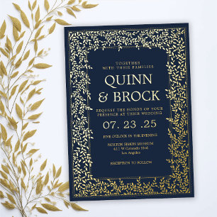 Echte Folie Minimale Blatt Gold Laub Hochzeit Folieneinladung
