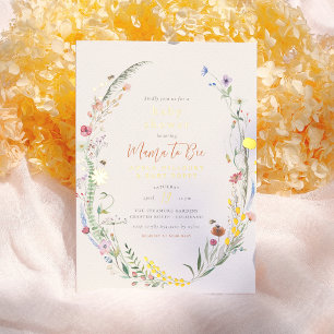 Echte Folie Mom To Bee Chic Boho Girl Baby Shower Folieneinladung