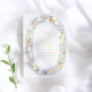 Echte Folie   Niedliche Jungle Safari Kinderdusche Folieneinladung