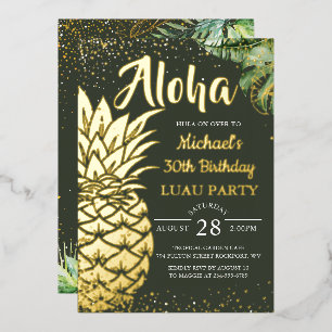 Echte Folie Tropische Ananas Luau-Strandparty Folieneinladung