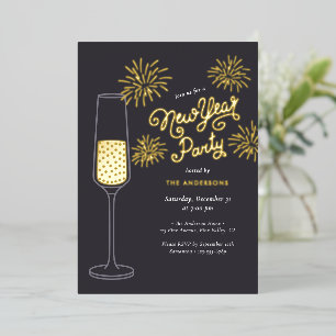 Echte Folien-Feuerwerke & Champagner Silvesterpart Folieneinladung
