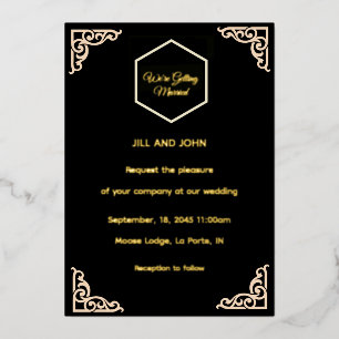 Echte Folien-Hochzeitseinladung Schwarz und Gold Folieneinladung