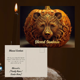 Echte Folien-Samhain-Postkarte | Pagan Herbst-Tagu Folien Feiertagspostkarte