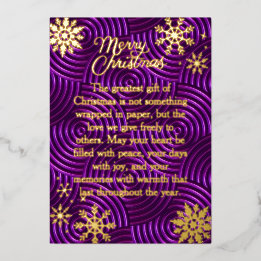 Echte Folien-Typografie Lila Weihnachts-Feiertagsk Folien Feiertagskarte