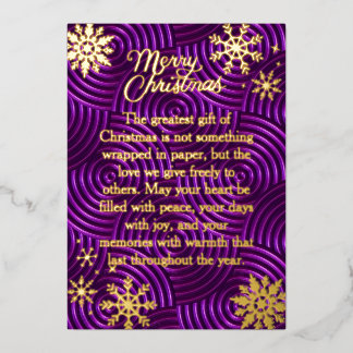 Echte Folien-Typografie Lila Weihnachts-Feiertagsk Folien Feiertagskarte