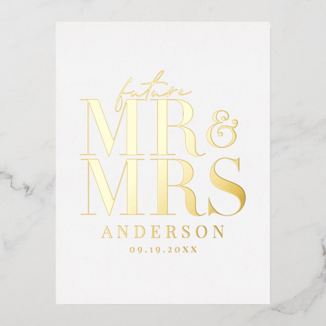 echte Folientypografie Save the Date Postkarte (Vorderseite)