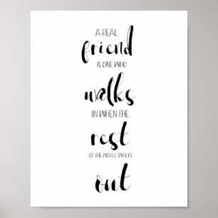 echte Freundschaft zitieren Typografie inspirieren Poster