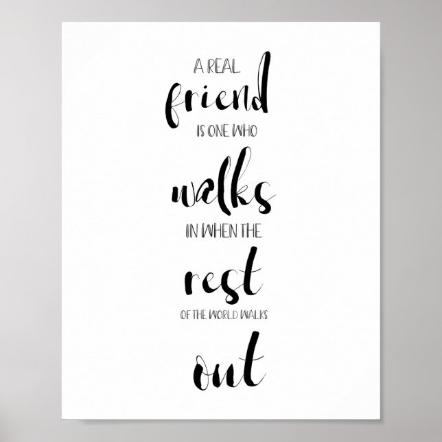 echte Freundschaft zitieren Typografie inspirieren Poster (Vorne)