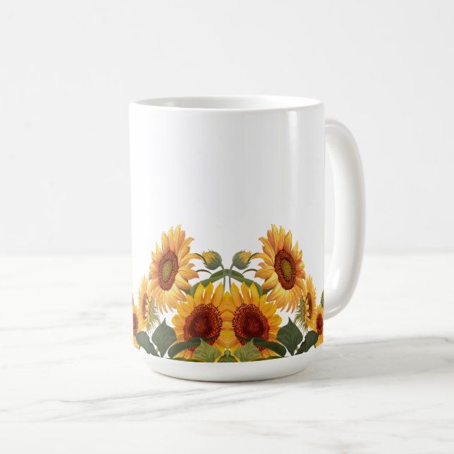 Echte gelbe Sonnenblumen Tasse (VorderseiteRechts)