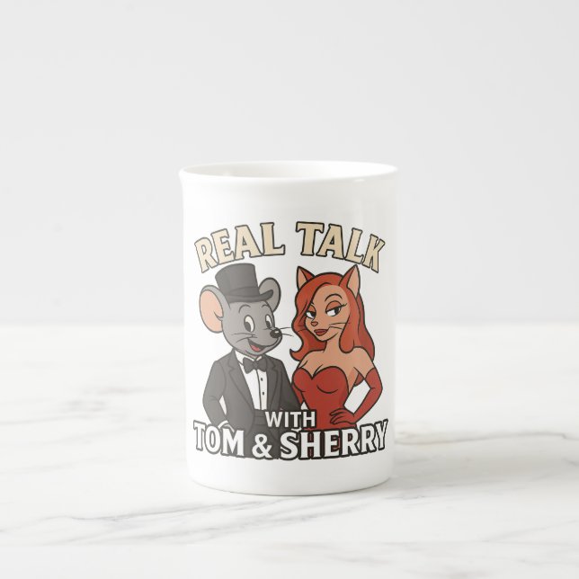 Echte Gespräche mit Tom und Sherry Cartoon-Kaffeet Prozellantasse (Vorderseite)