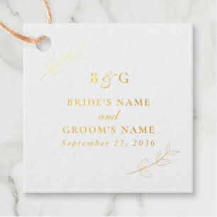 Echte Gold Foil Blätter Elegante Monogram Wedding Geschenkanhänger