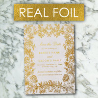 Echte Gold Foil Blues Hochzeit Sichern Sie die Dat