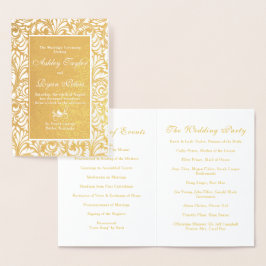 Echte Gold Foil Damask Blumenzwiebelprogramm Folienkarte