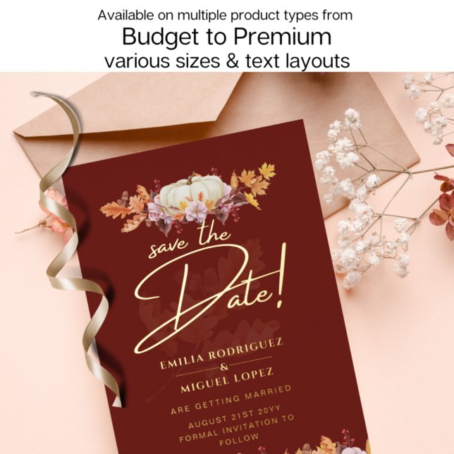 Echte GOLD FOIL Fall Pumpkin Rett Date Wedding Foi Folieneinladung (Von Creator hochgeladen)