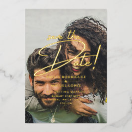 Echte GOLD Foil Foto Overlay Save the Date Hochzei Folieneinladung