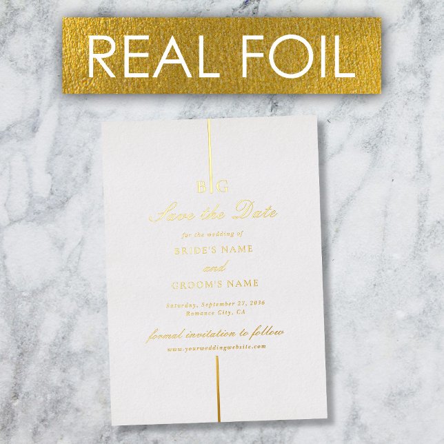 Echte Gold Foil Monogram Wedding Save the Date Folieneinladung (Real Gold Foil Monogram Wedding Save the Date Foil Invitation)
