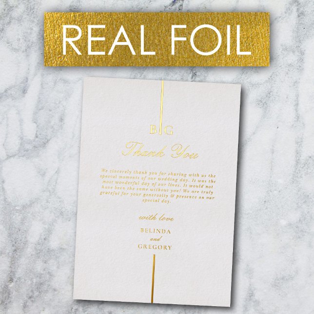 Echte Gold Foil Monogram Wedding Vielen Dank Folieneinladung (Real Gold Foil Monogram Wedding Thank You Foil Invitation)