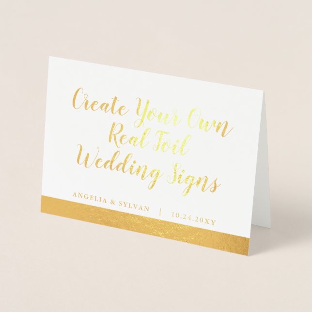 Echte Gold Foil Wedding Table Zelt Sign Card Folienkarte (Vorderseite)