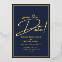 Echte GOLD-Folie Navy Blau Save-the-Date Hochzeit