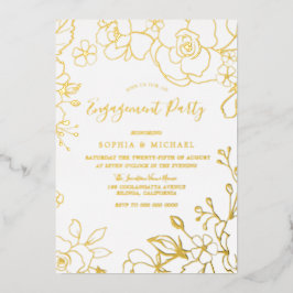 Echte Gold Fox Blume Engagement Party Golden Folieneinladung