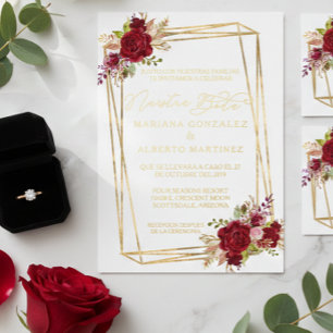 Echte Goldene Hochzeit Spanisch Nuestra Boda Folieneinladung
