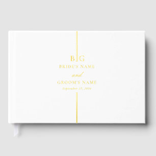 Echte Goldfoil-Minimalistische Mongram-Hochzeit Gästebuch