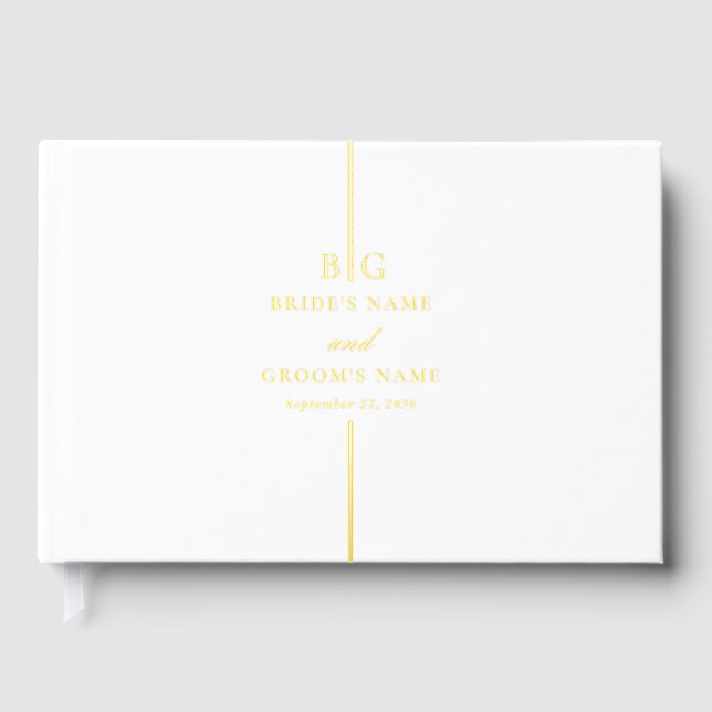 Echte Goldfoil-Minimalistische Mongram-Hochzeit Gästebuch (Vorderseite)