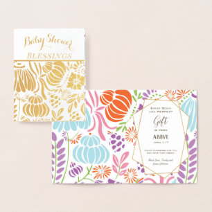 Echte Goldfolie Florale Babyparty-Segnungen Folienkarte