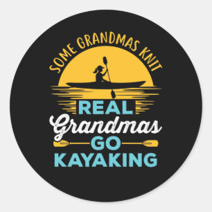 Echte Grandmas Go Kayaking Kayak Yak Frauen Runder Aufkleber