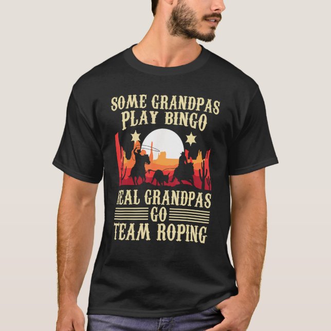 Echte Großväter gehen Team Roping - Header Heeler  T-Shirt (Vorderseite)