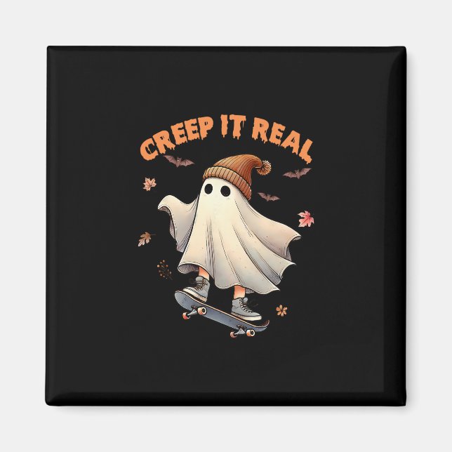 Echte Grusel-Skateboarding-Geist Retro-Halloween  Magnet (Vorne)
