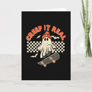 Echte Grusel-Skateboarding Retro-Halloween-Geist  Karte