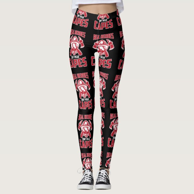 Echte Helden tragen keine Kaps-Feuerwehrleute Leggings (Vorderseite)