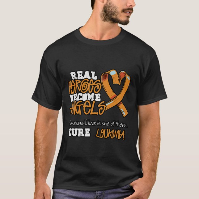 Echte Helden werden Engel - Leukämie Bewusstsein T-Shirt (Vorderseite)