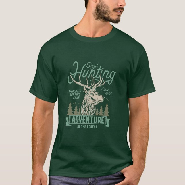 Echte Jagd Vintag Style Hunt Thema T-Shirt (Vorderseite)
