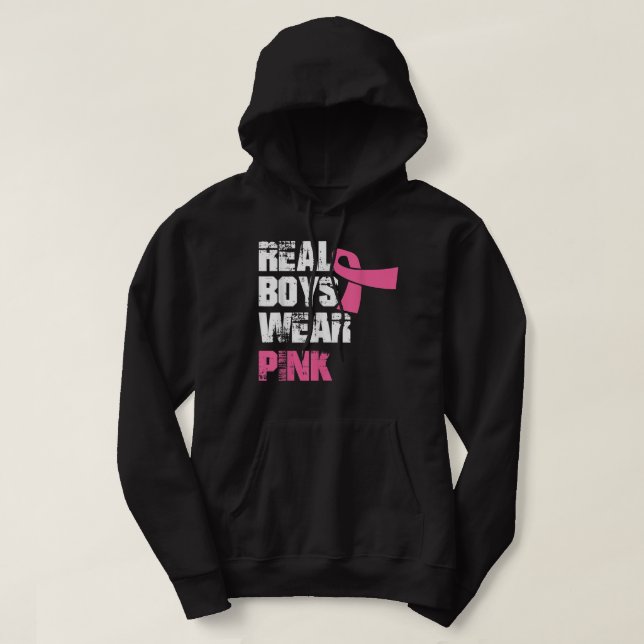 Echte Jungen tragen rosa Brustkrebs Awareness pink Hoodie (Design vorne)
