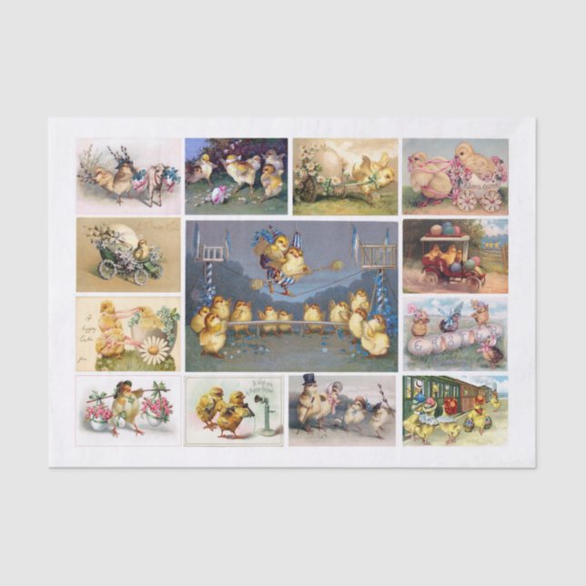 Echte (KI) Vintage Osterstämme Ephemera Seidenpapier (Vorderseite)