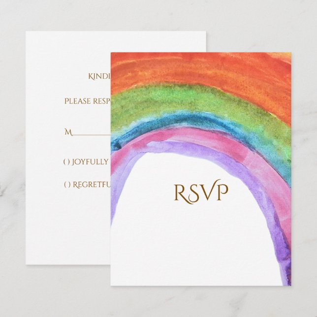 Echte Kinderechte Regenbogen-Wasserfarben-Geburtst RSVP Karte (Vorne/Hinten)