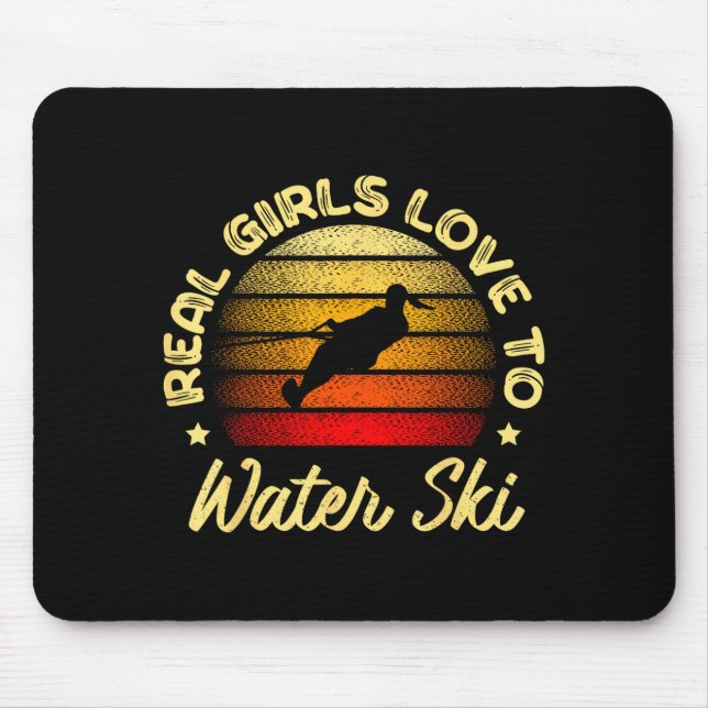 Echte Mädchen lieben Wasserski zu fahren lustiger  Mousepad (Vorne)